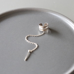 Bali Sterling Silver Chain Ear Cuff: Tribal Style Stud (Single)