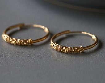 18mm Gold Plated Bali Hoops - Bali Hoops - Gold Plated Sterling Silver 925 (BAG86)