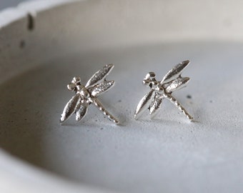 Dragonfly Studs - Silver Dragonfly Ear Studs - Animal Earrings - Sterling Silver 925 (84)