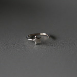 Sterling Silver Star Hoop Earring: Minimalist 10mm Single Earring