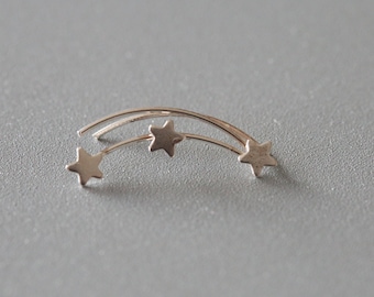 Shooting Star Climbers - Celestial Star Climbers - Silver Star Climbers - Silver Ear Climbers - Sterling Silver 925 (337)