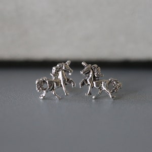 Unicorn Ear Studs - Silver Unicorn Earrings - Tiny Unicorn Studs - Sterling Silver 925 (25)