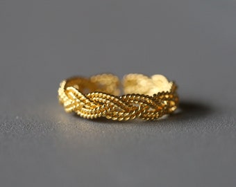 Gold Toe Ring - Adjustable Toe Ring - Adjustable Ring -Gold Plated Sterling Silver Ring - Sterling Silver 925 (237)