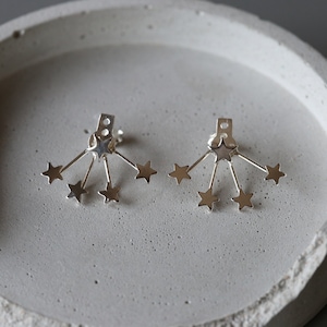 Sterling Silver Star Ear Jacket Studs: Celestial Jewelry