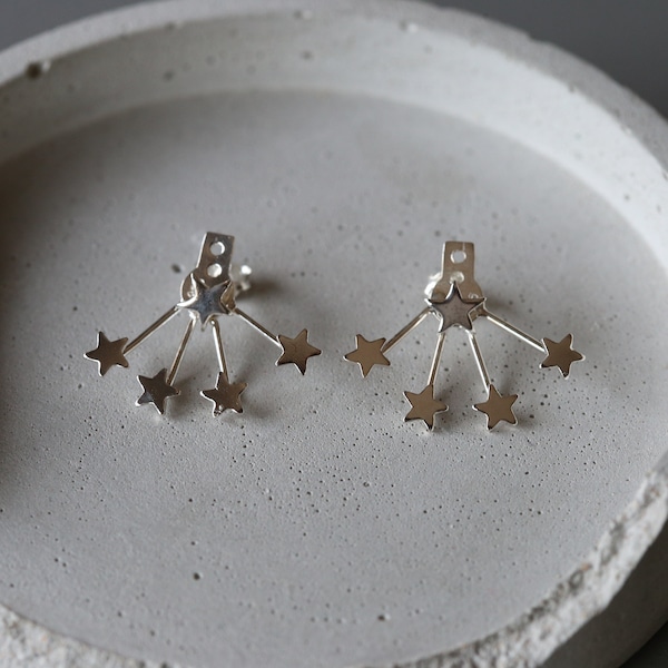 Silver Star Ear Jacket Studs - Silver Star Earrings - Ear Jackets - Sterling Silver 925 (243)