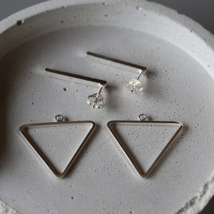 Silver Triangle Ear Jacket Studs - Silver Triangle Earrings - Geometric Studs - Sterling Silver 925 (249)