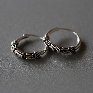 12mm Silver Bali Hoops - Bali Hoops - Sterling Silver 925 (BA29)