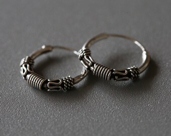 12mm Plata Bali Hoops - Bali Hoops - Plata De Primera Ley 925 (BA29)