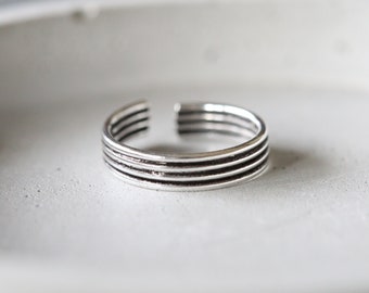 Adjustable Sterling Silver Toe Ring: Minimalist Band Ring
