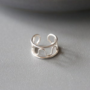 Sterling Silver Wave Ear Cuff: Minimalist No Pierce Jewelry