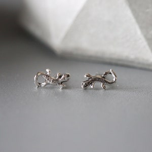 Gecko Studs - Silver Gecko Ear Studs - Tiny Gecko Studs - Animal Earrings - Sterling Silver 925 (117)