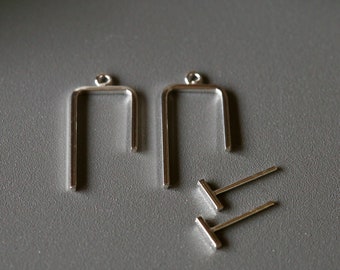 Clous silver bar ear jacket - boucles d’oreilles minimales bar - Goujons géométriques - Sterling Silver 925 (250)