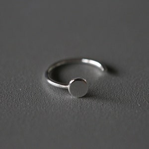 10mm Silver Disk Hoop - One Single Disk Hoop - Plain Silver Disk Hoop - Sterling Silver 925 (65)