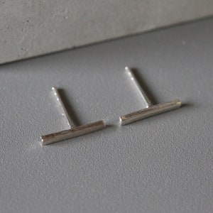Minimal Bar Studs - Silver Bar Ear Studs - Minimal Bar Earrings - Sterling Silver 925 (194)