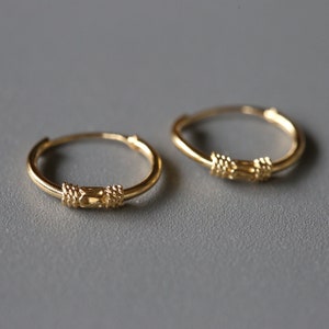 14mm Gold Plated Bali Hoops - Bali Hoops - Gold Plated Sterling Silver 925 (BAG49)
