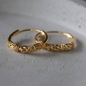 14mm Gold Plated Bali Hoops - Bali Hoops - Gold Plated Sterling Silver 925 (BAG63)