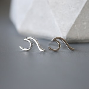 Welle Ohrstecker - Silber Wellen Ohrringe - Welle Ohrstecker - Sterling Silber 925 (27)