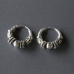 12mm Silver Bali Hoops - Bali Hoops - Sterling Silver 925 (92)