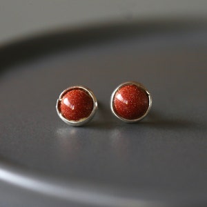 Sonnenstein Ohrstecker: 6 mm Sterling Silber Stein Ohrringe