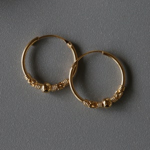 18mm Gold Plated Bali Hoops - Bali Hoops - Gold Plated Sterling Silver 925 (BAG88)