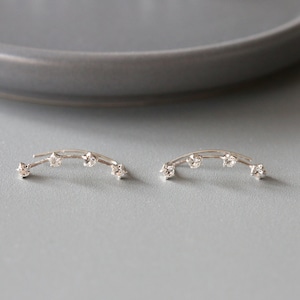Minimal CZ Climbers - Silver Cubic Zirconia Climbers - Silver Ear Climbers - Sterling Silver 925 (332)
