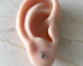 Pendientes de plata de ley con el símbolo de la paz: Pendientes originales hechos a mano