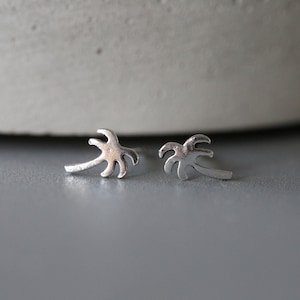 Palm Tree Ear Studs - Silver Palm Tree Earrings - Tiny Palm Tree Studs - Sterling Silver 925 (19)