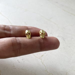 Gold Skull Studs: Sterling Silver Punk Earrings
