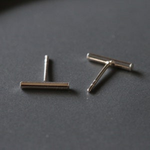 Minimal Cylider Bar Studs - Silver Bar Ear Studs - Minimal Bar Earrings - Sterling Silver 925 (198)