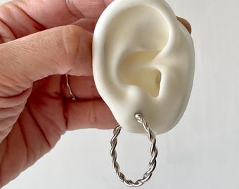 Gedraaide sterlingzilveren oorringen: 20 mm oorringen