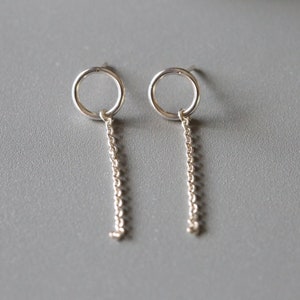 Karma Chain Stud - Plain Silver Circle Chain Stud - Sterling Silver 925 (59)