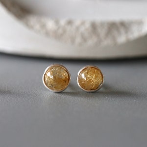 Gula rutilerade kvartsörhängen: Örhängen i 925 sterlingsilver (6 mm)