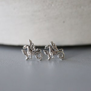 Dragon Ear Studs - Silver Dragon Earrings - Tiny Dragon Studs - Sterling Silver 925 (04)