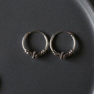 14mm Silver Bali Hoops - Bali Hoops - Sterling Silver 925 (BA50)