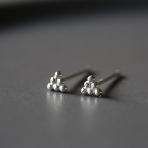 Tiny Six Ball Studs - Six Ball Ear Studs - Silver Dot Earrings - Pyramid Studs - Sterling Silver 925 (126)