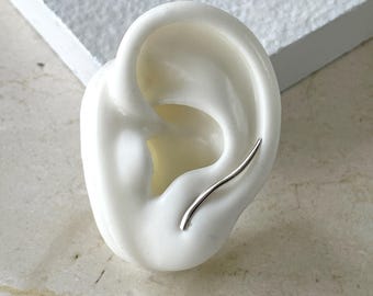 Minimalist Sterling Silver Wave Ear Climbers - 26mm