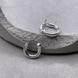 Tiny Sterling Silver Huggie Hoop Earrings: Dainty Latch Hoops