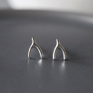 Wishbone Studs - Silver Wishbone Ear Studs - Good Luck Earrings - Sterling Silver 925 (94)