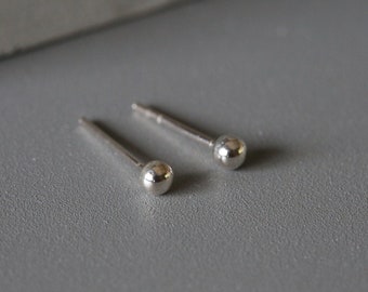 Silver Ball Ear Studs - 3mm Silver Ball Earrings - Geometric Studs - Sterling Silver 925 (199)