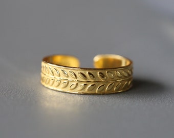 Gold Toe Ring - Adjustable Toe Ring - Adjustable Ring -Gold Plated Sterling Silver Ring - Sterling Silver 925 (271)