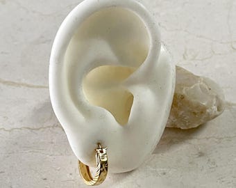 Textured Gold Hoops: Minimalist Sterling Silver Earrings