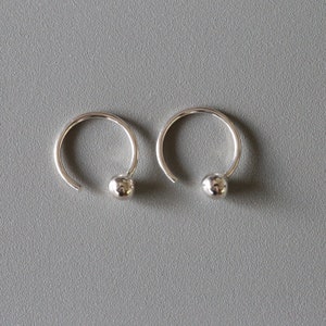 14 mm Silber Kugel-Creolen - 18 Gauge Creolen - Schlichte Silber Kugel-Creolen - Sterling Silber 925 (196)