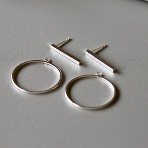 Silber Kreis Ohr Jacken Ohrstecker - 25 mm Silber Kreis Ohrringe - Geometrische Ohrstecker - Sterling Silber 925 (345)