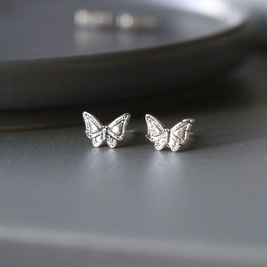 Butterfly Studs - Silver Butterfly Ear Studs - Animal Earrings - Sterling Silver 925 (83)