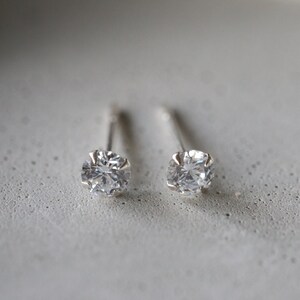 4mm Cubic Zirconia Sterling Silver Stud Earrings