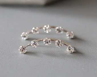 Minimal CZ Climbers - Silver Cubic Zirconia Climbers - Silver Ear Climbers - Sterling Silver 925 (329)