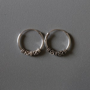 14mm Silver Bali Hoops - Bali Hoops - Sterling Silver 925 (BA57)