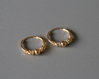 14mm Gold Plated Bali Hoops - Bali Hoops - Gold Plated Sterling Silver 925 (BAG59)