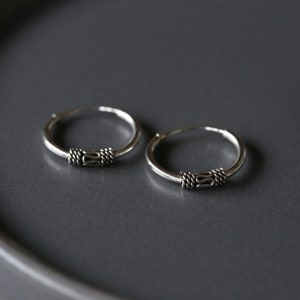 14mm Silver Bali Hoops - Bali Hoops - Sterling Silver 925 (BA49)