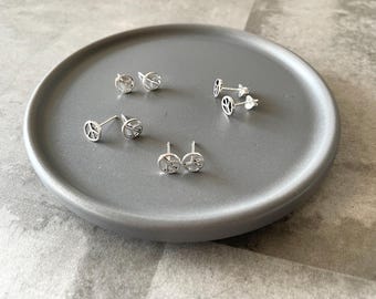 Pendientes de plata de ley con el símbolo de la paz: Pendientes estilo hippie (6 mm)